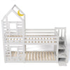 Kids Bunk Beds Double Pine Wooden Bunk Beds With Slide 3FT Single Size Bed Frame