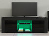 Modern TV Unit Stand Cabinet Sideboard Black High Gloss Doors with LED Lights UK