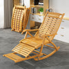 Bamboo Rocking Chair Extra Retractable Sun Bed Patio Lounger Reclining Armchair