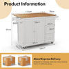 Kitchen Island on Wheels Storage Trolley Cart Drop Leaf Drawers Shelves White