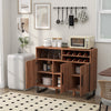 Home Wine Bar Cabinet Kitchen Buffet Sideboard w/ 3 Door & Adjustable Shelves
