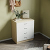Modern High Gloss Chest of 4 Drawers White&Oak Storage Cabinet Bedroom Furniture