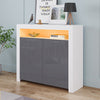High Gloss 2 Doors Matt Body Sideboard Cupboard Kitchen Buffet Cabinet with LED