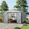 Outdoor Lockable Grey Door Shed Storage Room Metal Tool Sheds House 10x10ft UK