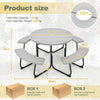 8 person Round Picnic Table Bench Set Outdoor Circular Picnic Table W/4 Benches