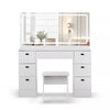 White Dressing Table Wood Makeup Desk with LED Mirror 7 Drawers Stool Bedroom
