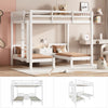 Triple Bunk Bed 4ft6 Double Kids Pine Wooden Bed Frame in White w/ 70x140 cm Bed