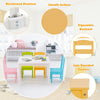 Children Wooden Table and 4 Chairs Set Activity Desk Set Colorful