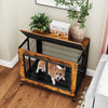 Indoor Decorative Pet House End Table w/3 Lockable Doors-Brown