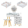 Dressing Table LED Round Mirror Vanity Glass Top Make up Desk Stool Cabinet Set