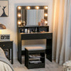 Vanity Table Set Large Makeup Dressing Desk w/ Lighted Mirror and Storage Stool