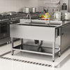 47in Stainless Steel Sink Commercial Kitchen Prep Storage Shelf Large Basin Bowl