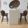 2 Pcs Brown PU Bar Stools Restaurant Bar Stools Soft Padded Seat Back Metal Legs