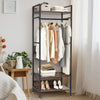 Industrial Clothes Rail Coat Stand Garment Rack Open Wardrobe w/ 3 Shelf