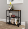 Small Console Table Vintage Industrial Sideboard Rustic Metal Narrow Shelf Unit