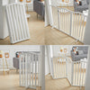 Folding 3/4 Panels Baby Safety Wooden Gate Pet Dog Barrier Stair Doorway Guard