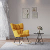 Rocking Chair Leisure Armchair Mattress Mustard Yellow Rocker Sofa Linen Fabric