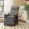 Outdoor Rattan Recliner Chair Wicker Reclining Lounge Chair w/ Armrests Grey