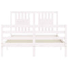 Bed Frame with Headboard White 140x200 Solid Wood Z2N0