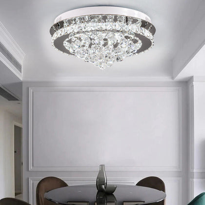 Luxury Crystal LED Ceiling Light Cool White Lamp Fitting Pendant Chandelier Deco