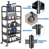 Metal Kitchen Trolley Shelving Rotating Storage Cart Mobile Shelving Rack Black