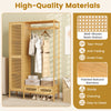 Garment Rack Bamboo Clothing Rack with Hanging Rod Storage Shelf Drawers