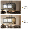 Industrial Black Chandelier Rectangle Hanging Ceiling Light Fixture Dining Room