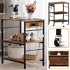 Kitchen Bakers Rack Steel Wood Multi Tier Microwave Oven Stand Coffee Bar Statio