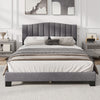 Double Size Platform Bed Modern Upholstered Bed Frame-Grey