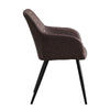 2× Brown Faux Leather Dining Chair Diamond Seat Metal Legs Dining Room Office