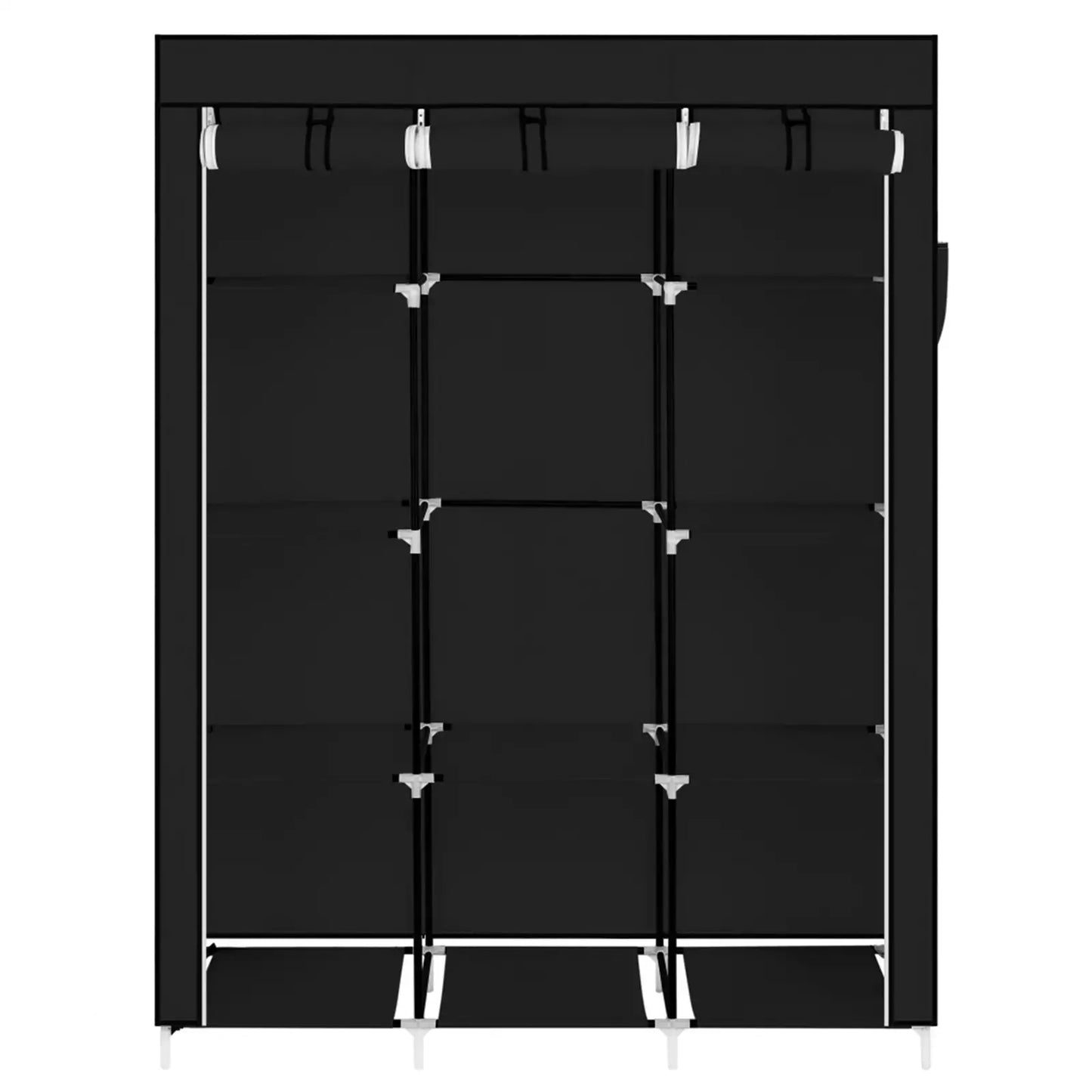 Large Canvas Fabric Wardrobe With Hanging Rail Shelving Clothes Storage Cupboard