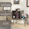 Mid-century Modern End Table Record Player Stand Turntable Stand w/Power Outlet