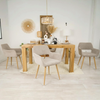 Set of 2 Beige Fabric Dining Chairs with Arms Modern Upholstered Kitchen Chairs