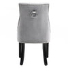 2X Dining Chairs Grey Velvet Buttoned Knocker Back Wood Leg Living Room Kitchen