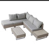 Rattan Garden Furniture Set Patio 6-seater L-shape Sofa w/ Cushions Table Khaki