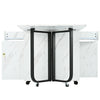 Space-saving Folding Dining Table Drop Leaf Table with Drawer Black Legs