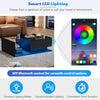 COFFEE TABLE WITH LED LIGHT, HIGH-GLOSS BLACK WITH DRAWER LIVING ROOM FURNITURE