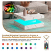 Coffee Table LED Lights Square Cocktail Table White Marble pattern Living Room