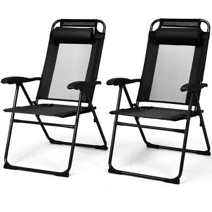 2Pcs Outdoor Folding Chair Garden Patio Reclining Chairs Portable Camping Chairs