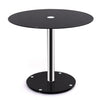 Black Round Glass Dining Table Chrome Legs Home Kitchen Shop Office Furniture