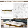 Modern White Rectangular Coffee Table with 2 Storage Drawers for Living Room