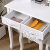 Dressing Table with Mirror and Stool, Vanity Desk with Mirror and Drawers White