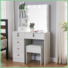 Vanity Dressing Table with Dimmable LED Light Sliding Mirror Shelves Makeup Desk