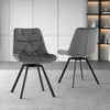 2xSwivel Velvet Dining Chairs Rotatable Metal Legs Kitchen Chairs Modern Grey