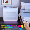 LED Nightstand With Charging Station and 2 Drawers - High Gloss Bedside Table