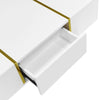Modern High-gloss Coffee Table with 2 drawer for Living Room, White