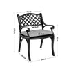 Cast Aluminum Garden Chairs Outdoor Dining Chair Padded Seat for Bistro Backyard