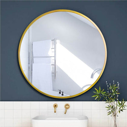 Large Round Wall Mounted Mirror Bathroom Bedroom Makeup Dressing Mirror Gold