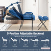 Modern Accent Chair Linen Fabric Arm Chair Upholstered Single Chair w/Ottoman