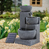 3 Cascading Bowl Stone Fountain Garden Water Features Outdoor Decor Solar Light